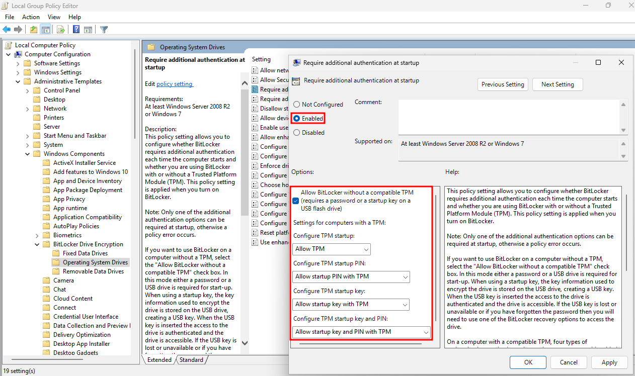 Enabling PBA support in the group policies