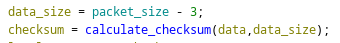 Code snippet for checksum calculation