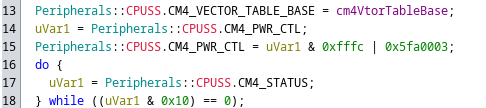Register level analysis of the CM4 Startup on PSoC 62