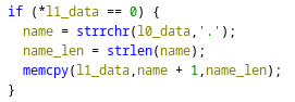 Code snippet for header package name parsing