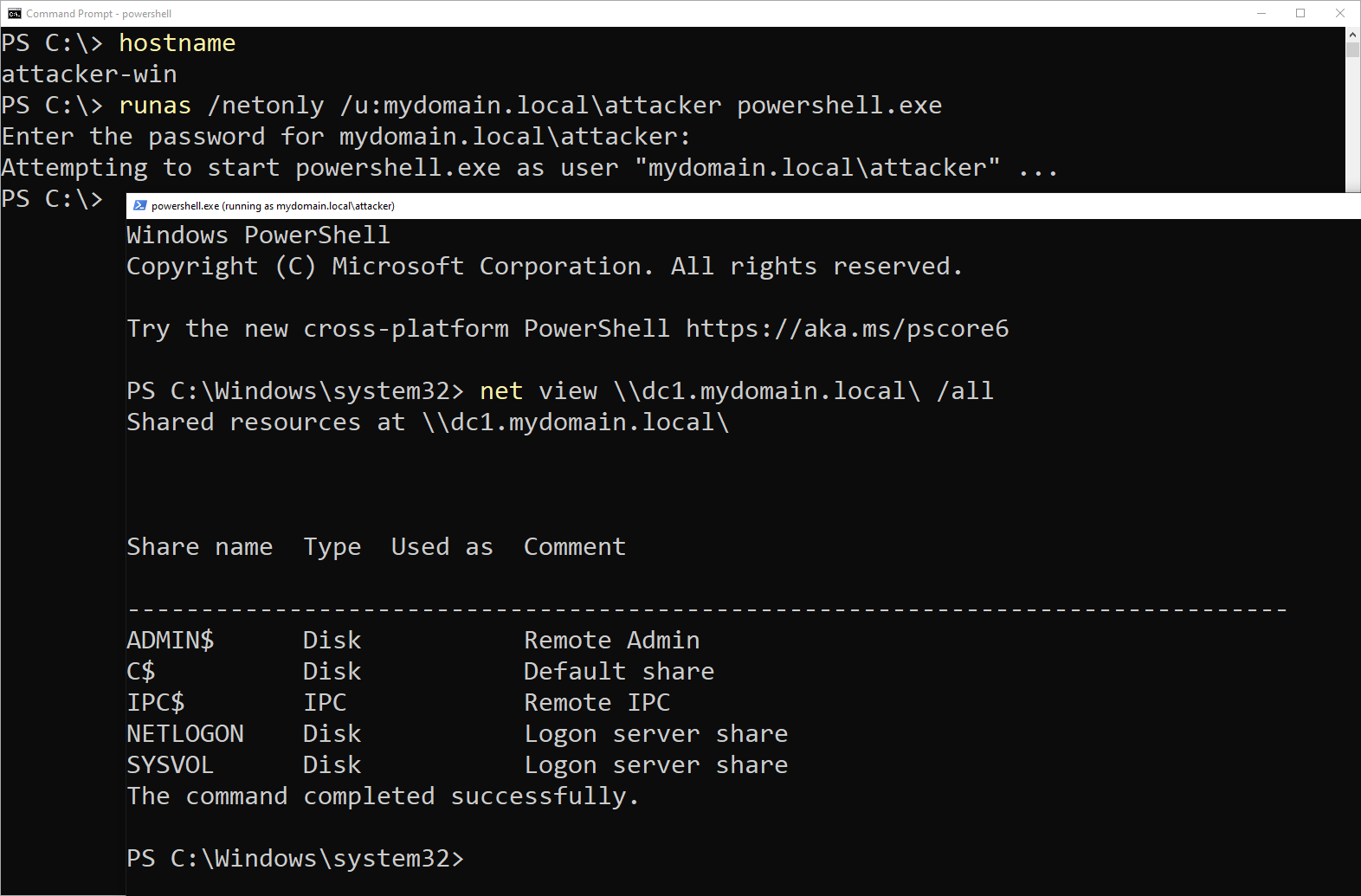 Open security context as domain user