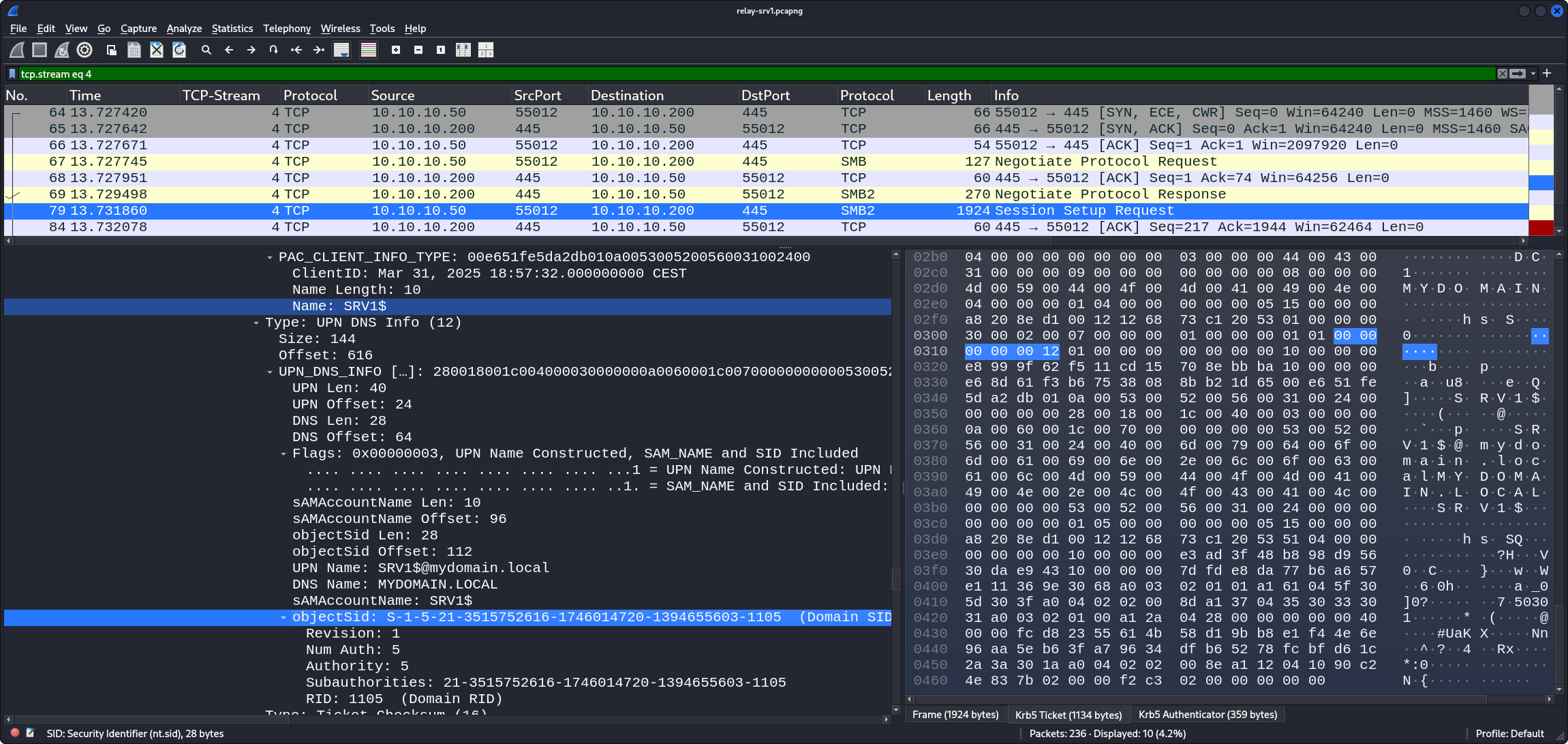 Authentication source is srv1$ (3)