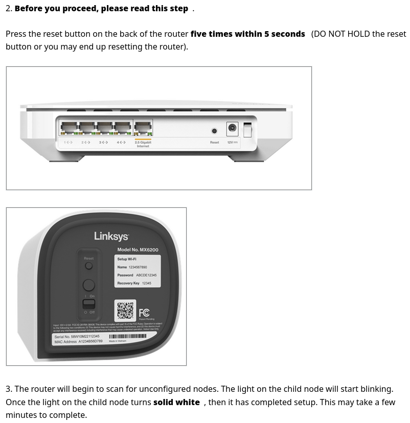 Adding nodes with the reset button