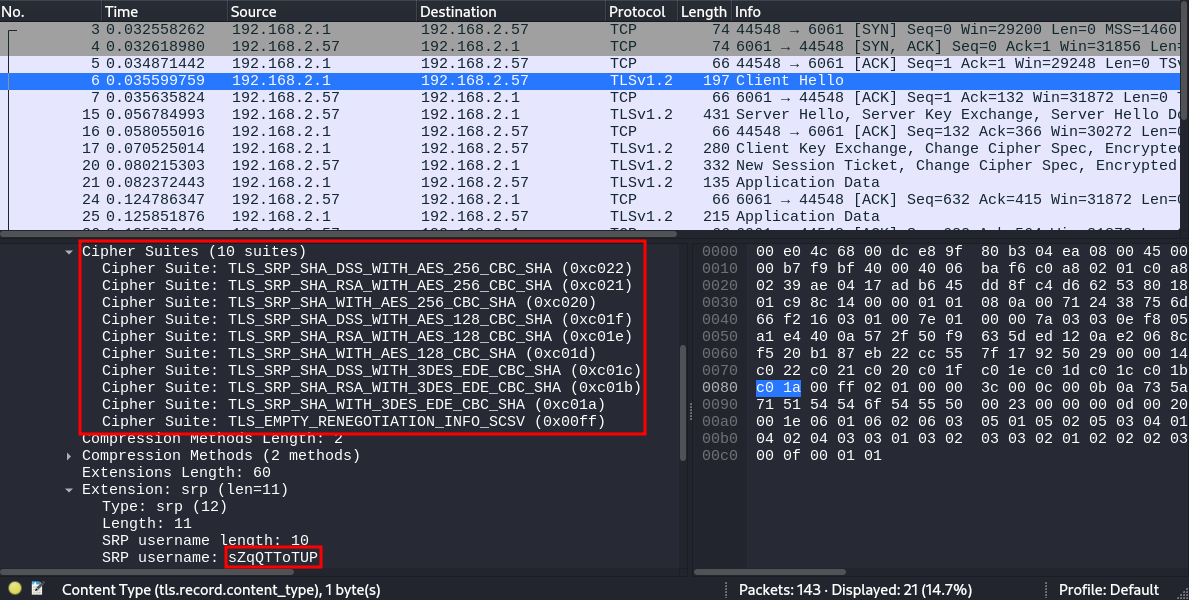 Wireshark output after staring sct_client