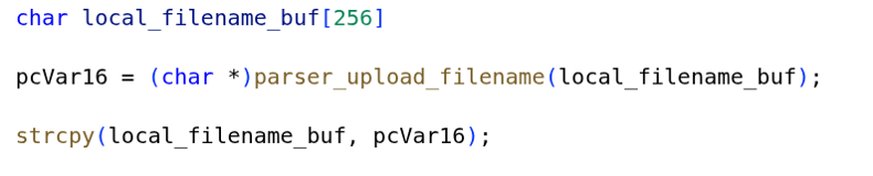 Simplified vulnerable code