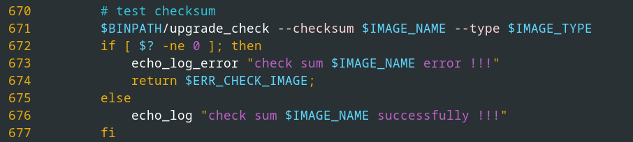 Calling upgrade_check for checksum calculation