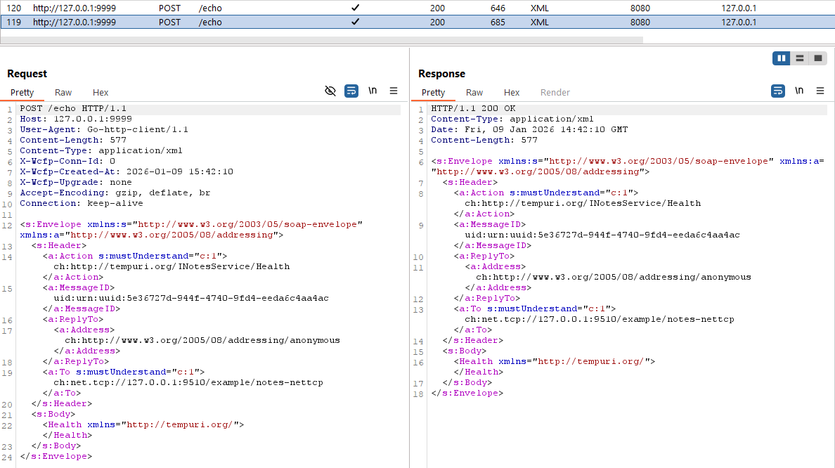Request intercepted forwarded through Burp Suite via `http` interceptor