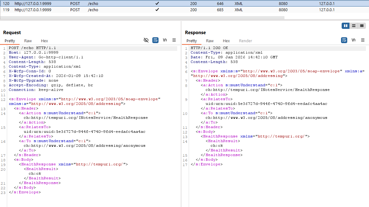 Response intercepted forwarded through Burp Suite via http interceptor