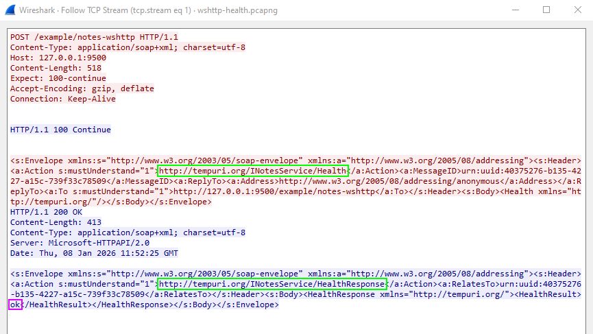 Dump of HTTP-based WCF message