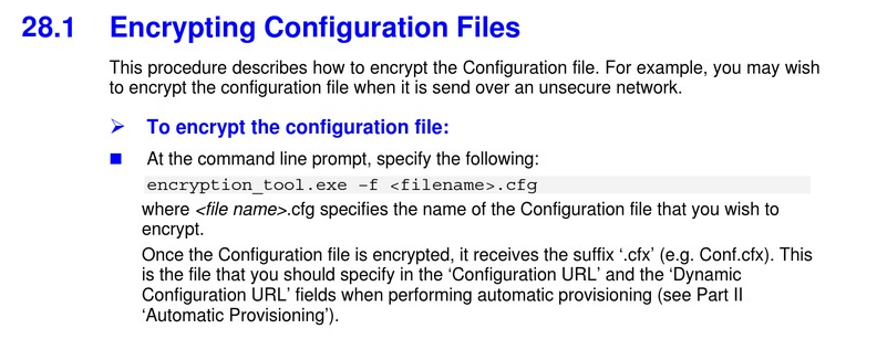 AudioCodes configuration file encryption